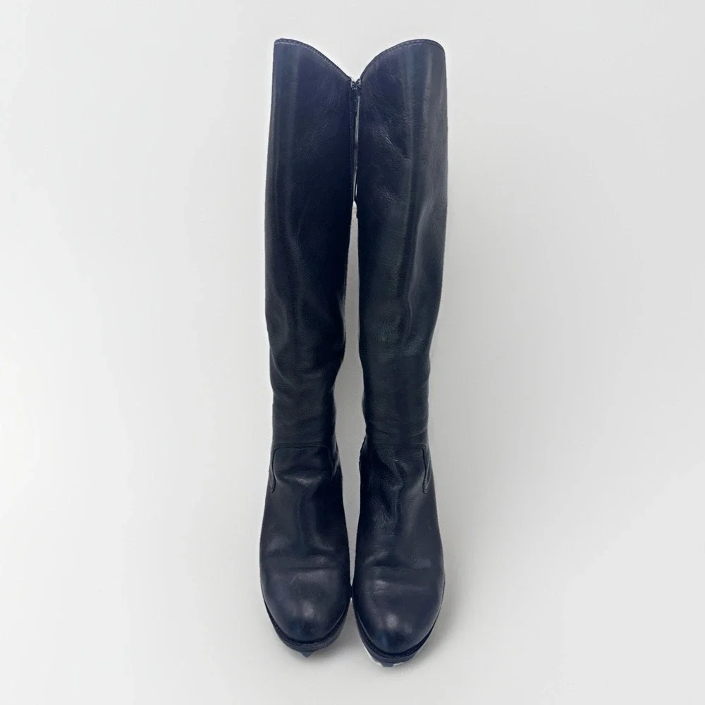 Sofft Wheaton Black Leather Knee High Lace Up Back Riding Boots 9.5 M 1433601